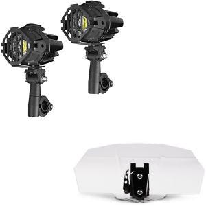 Sett: LED tilleggslykt S22X tåkelys + frontrutespoilerfeste Vario