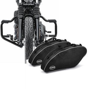 Sett: Crash bar Moustache 32mm + veske innervesker egnet for Harley Davidson Sport Glide 18-24 vesker