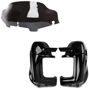 Sett: Windshield Wave 6" + ventilert benskjold egnet for Harley Davidson Touring 1983-2013