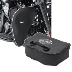 Sett: Crash bar sprutbeskyttelse egnet for Harley Davidson Touring 1980-24 leggvarmere + innerveske