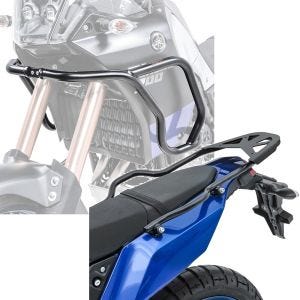 Sett: kåpebeskyttelsesstang egnet for Yamaha Tenere 700 19-24 tank crash bar på toppen + bagasjehylle