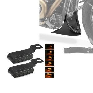 Sett: styreblinklys TS4 kjørelysindikator LED + frontspoiler egnet for Chopper / Custombike 04-20 frontspoiler CP9 CB39053