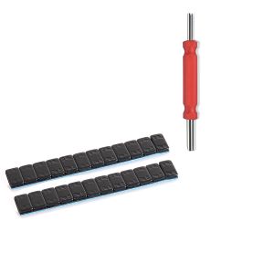 Sett: balanserende vekter limvekter 2 stk 12x5g + ventil skrutrekker ventildriver