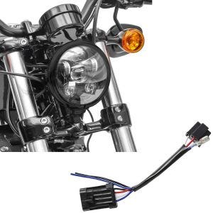 Sett: LED hovedlykt 5,75 tommer + adapter H4 til H13 for frontlykt egnet for Harley Davidson konverteringskabel