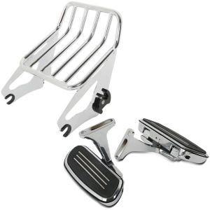 Sett: bagasjehylle W1 avtagbar egnet for Harley Davidson Touring 09-24 + passasjerløpebrett CF2 + holder krom