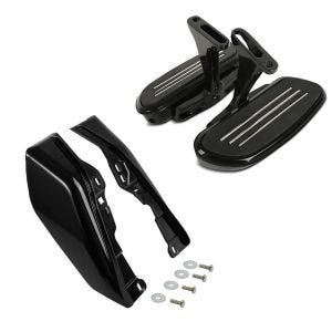 Sett: løpebrett for passasjer som passer for Harley Davidson Touring 93-24 CF2 + holder + vindavviser varme vindbeskyttelse WA3