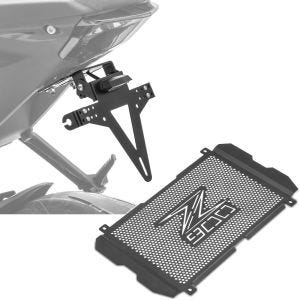 Sett: nummerskiltholder. KH4 + LED-belysning + radiatordeksel som passer til Kawasaki Z 900 17-24 KG1