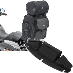 Sett: Sissybar bag SXL med bagasjerull + frontrutebag egnet for Chopper / Custombikes Touring 14-24