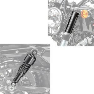 Sett: støtdemper 10,5 tommer + gaffeldeksel egnet for Harley Davidson Sportster Forty-Eight 48 16-20