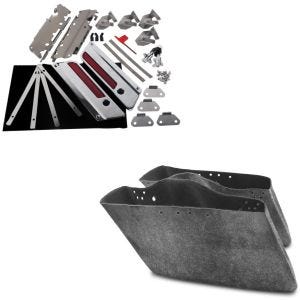 Sett: Hengselsett for sidekofferter + innerpanel som passer til Harley Davidson Touring 94-13