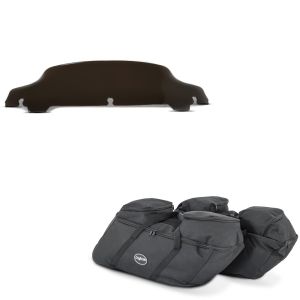 Sett: Frontrute 5" egnet for Harley Davidson Electra-Street Glide 14-24 mørk farget + etui innervesker