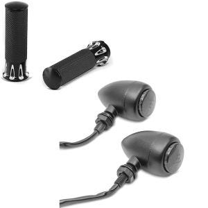 Sett: Styrehåndtak 1" egnet for Harley Davidson Kawasaki Yamaha Suzuki Honda + LED-indikatorer BL15