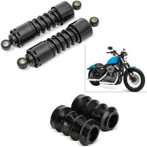 Sett: Støtdemper 11" senking + gummibelg 39mm egnet for Harley Davidson Sportster og Dyna