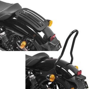 Sett: bagasjehylle Solo Rack L1 bagasjehylle + sissy bar egnet for Harley Davidson Sportster 04-20 Tampa S