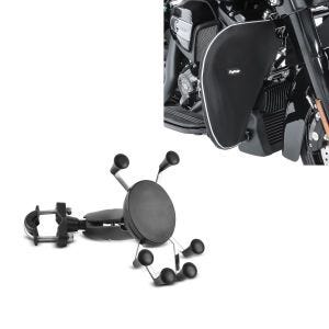 Sett: Smarttelefonholder SH8 + sprutbeskyttelse for kollisjonsstang egnet for Chopper / Custombikes Touring 80-24 benvarmere