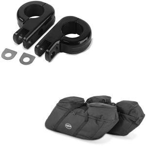 Sett: fotstøtteholder 32mm + innervesker for koffert egnet for choppers / tilpassede sykler Touring 94-24 for sidevesker SP4