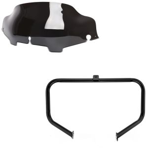 Sett: Windshield Wave 6" + crashbar egnet for Harley Davidson Touring 96-13 TR1
