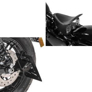 Sett: Sideskiltholder S egnet for HD Sportster 04-20 + solo sete + bunnplate