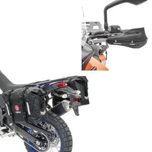 Sett: salvesker WP8 2x30L + håndbeskyttere Enduro XD4 Motocross