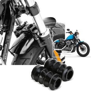 Sett: Forskjermkort i metall passer for Harley Davidson Sportster Forty Eight 48 / Special 10-20 + gummibelg 39mm