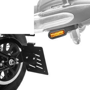 Sett: Sideskiltholder. egnet for Harley Davidson Softail 18-24 + LED styrelys. XS