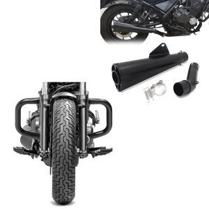 Sett: crashbar egnet for Honda Rebel 500 CMX 17-24 + slip-on eksos