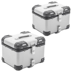 2x motorsykkel aluminium toppkoffert Bagtecs XS45 aluminium universal 45 liter sølv sparesett