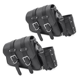 2x motorsykkel-salveske egnet for cruiser og chopper sidebag SB5 venstre svart Craftride sparesett