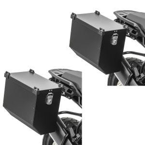 2x motorsykkel aluminium kofferter Bagtecs Atlas 41Ltr aluminium side kofferter svart økonomi sett