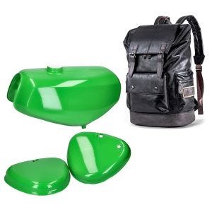 Sett: Tank / bensintank egnet for Simson S51 med sidedeksel Craftride grønn med ryggsekk Craftride RL3 24Ltr sw