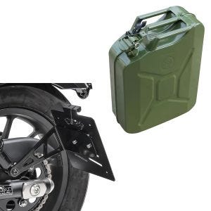 Sett: Sideskiltholder egnet for Chopper Cruiser Retro LH5 Craftride med drivstoffbeholder av metall 20L JC3 grønn