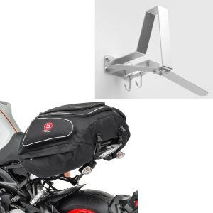 Sett: Motorsykkel hale bag X50 bak bagasje bag 50Ltr sw Bagtecs med garderobe WH2 sølv