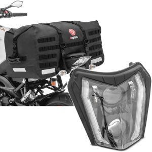 Sett: Motorsykkel hale bag SX70 70Ltr sw med LED frontlys egnet for KTM EXC / EXC-F / Freeride / Enduro / SMC 14-24 ECE DRL SW2