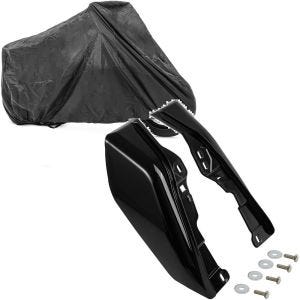 Sett: Motorsykkelpresenning Craftride XXL deksel i svart + mellomramme vindavviser egnet for Harley Davidson Touring 09-24 varmebeskyttelse Craftride WA3 svart