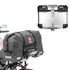 Sett: Motorsykkel hale bag SX45 vanntett volum 45L rullelukking med aluminium toppkoffert XS45 aluminium univ