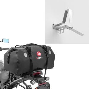 Sett: Motorsykkel hale bag Drybag XF80 vanntett volum 80l Bagtecs med garderobe WH2 sølv