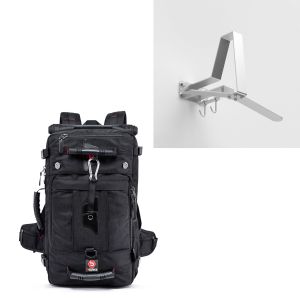 Sett: Motorsykkelryggsekk HK4 45Ltr sw Bagtecs med garderobe WH2 sølv