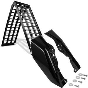 Sett: Aluminium adkomstrampe Constands V svart, opptil 680 kg, sammenleggbar, for motorsykkel, scooter, quad, ATV + mellomramme vindavviser egnet for Harley Davidson Touring 09-24 varmebeskyttelse Craftride WA3 svart