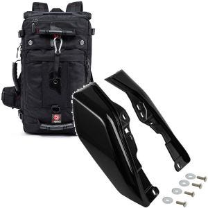 Sett: Motorsykkelryggsekk Bagtecs HK4 halebag 45Ltr i svart + mellomramme vindavviser egnet for Harley Davidson Touring 09-24 varmebeskyttelse Craftride WA3 svart