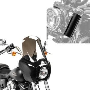 Sett: Frontkledning egnet for Harley Davidson Dyna Low Rider / Street Bob Craftride MG5 med skjerm svart-røyk grå + gaffeldeksel egnet for Harley Davidson Dyna 06-17 gaffeldeksel Craftride GC2