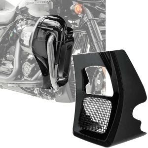 Sett: benskjold egnet for Harley Davidson Touring-modeller 17-24 Craftride ventilert svart + frontspoiler egnet for Harley Davidson oljekjølerdeksel Craftride OV2 svart