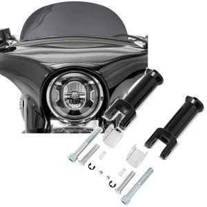 Sett: frontrute egnet for Harley Davidson Sport Glide 18-24 Craftride M frontrute mørk tonet + passasjerfotstøtteholder egnet for Harley Davidson Softail 18-24 Craftride svart