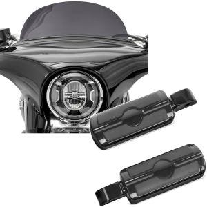 Sett: frontrute egnet for Harley Davidson Sport Glide 18-24 Craftride M frontrute mørk tonet + passasjer fotstøtter egnet for Harley Davidson Softail 18-24 Craftride SF6 svart
