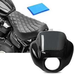 Sett: Solo sete gel egnet for Harley Davidson Softail Street Bob / Standard 18-24 seter DS4 + frontlys kåpe egnet for Harley Davidson Softail Street Bob 18-24 lampe maske styre kledning Craftride MG9