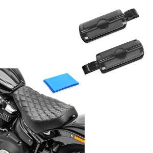 Sett: Pillion fotstøtter egnet for Harley Davidson Softail 18-24 Craftride SF6 svart + Solo sete gel egnet for Harley Davidson Softail Street Bob / Standard 18-24 sete DS4