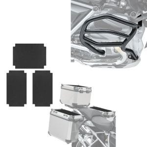 Sett: Crash bar egnet for BMW R 1250 GS 19-23 XL4 Motoguard med klistremerke for aluminiumskoffert ADX 3-delt skinn