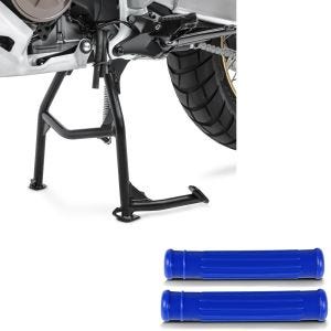 Sett: Hovedstativ egnet for Honda Africa Twin 1100 20-24 med spakdekselsett for bremsespak og clutchspak blå