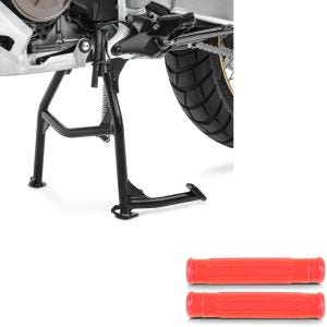 Sett: Hovedstativ egnet for Honda Africa Twin 1100 20-24 med spakdekselsett for bremsespak og clutchspak rød