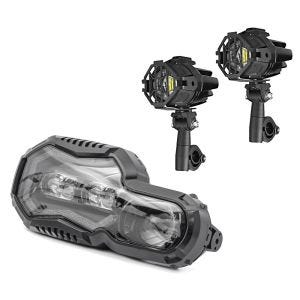 LED ekstra lyskastersett + LED hovedlys egnet for BMW F 800 GS 08-17 QL6