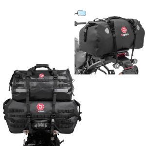 Bakpose SX70 + XB50 volum 120 L + halepose Drybag XF80 volum 80l